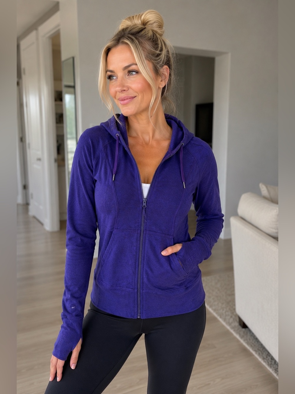Zella Purple Zip up Hoodie in Size Small